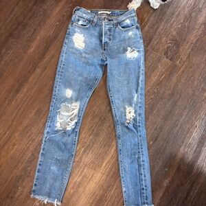 Distressed Levi’s 100% cotton original wedgie style  Blue Women's Jeans